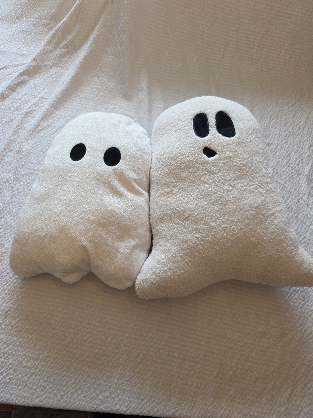 White Plush Ghost Accent Pillow Pair